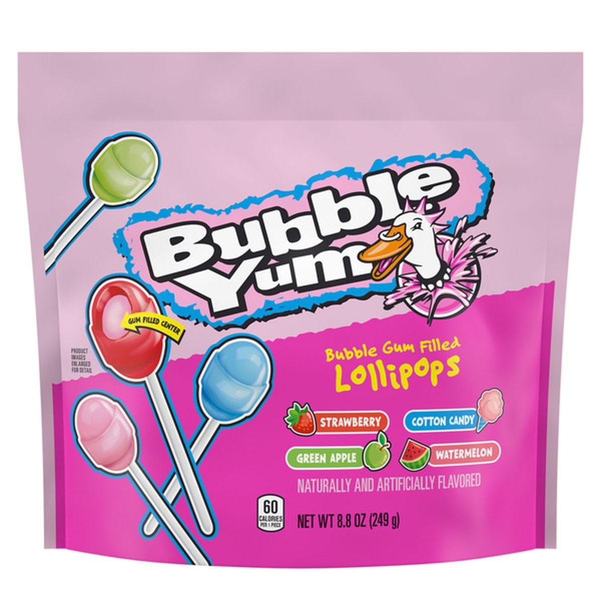 Bubble Yum Gum Filled Lollipops 8.8 oz Bag 6 ct