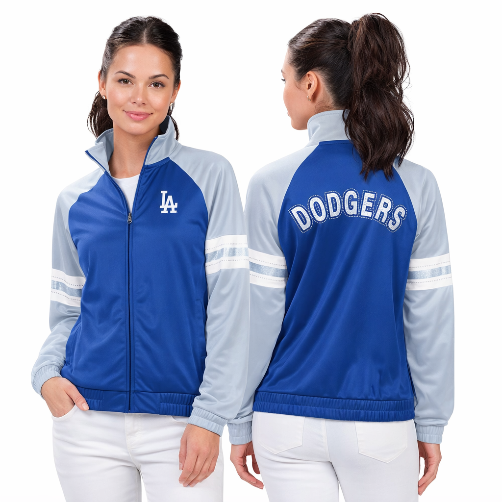 Los Angeles Dodgers Ladies Royal Rhinestone g-III Track Jacket