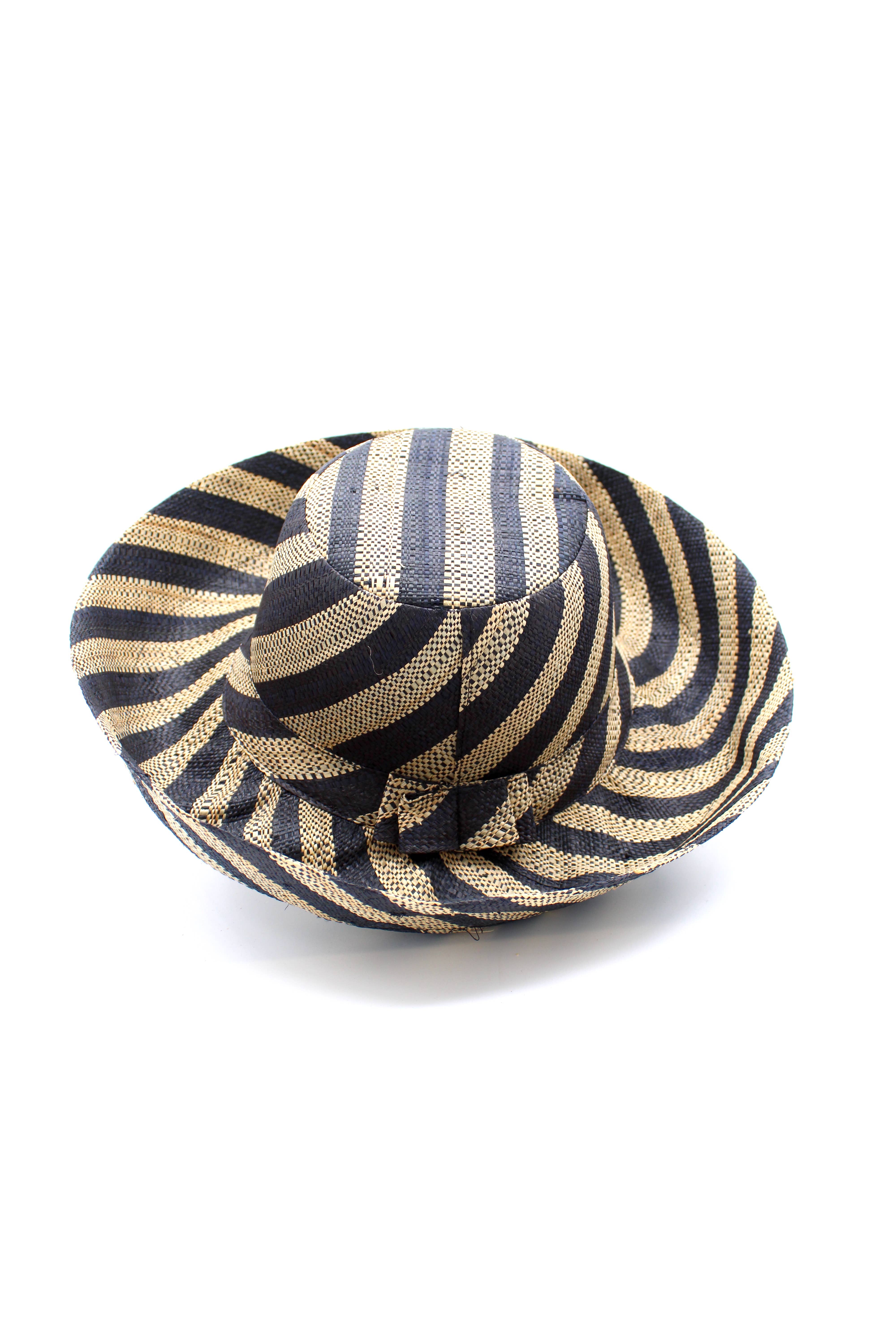 5" & 7" Wide Brim Multicolor Stripe Packable Straw Sun Hats