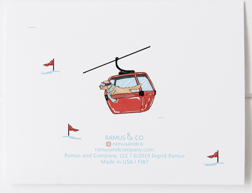 Ski Dogs in Gondola Notecard