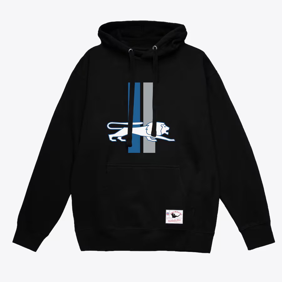 Detroit Lions Retro Black Mitchell and Ness Hooded Sweatshirt