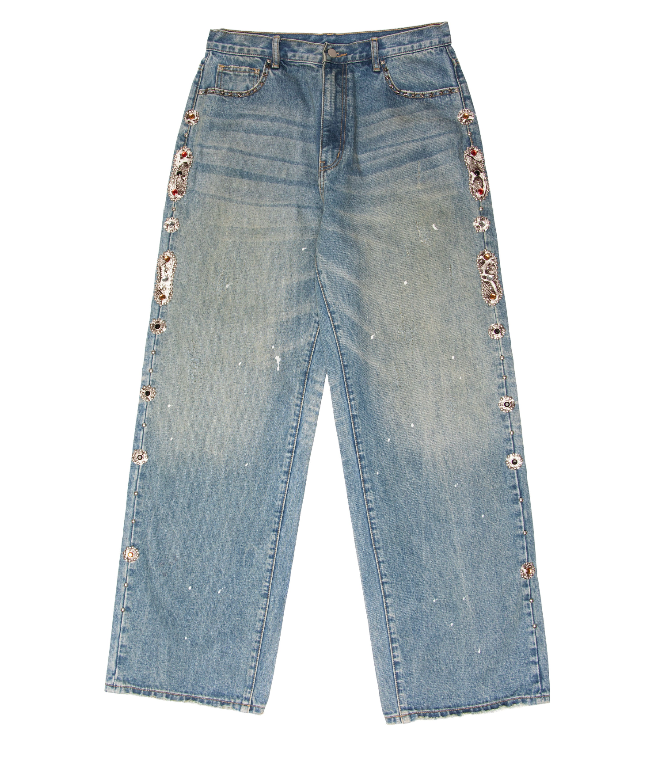 JAPANESESORROWS SNAKESKIN EMBELLISHED JEANS