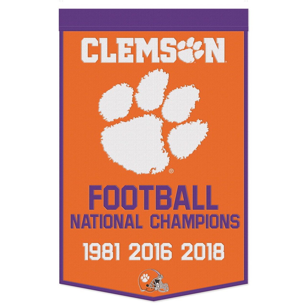 Clemson Tigers Wool Football Dynasty Championship Banner 24x38"