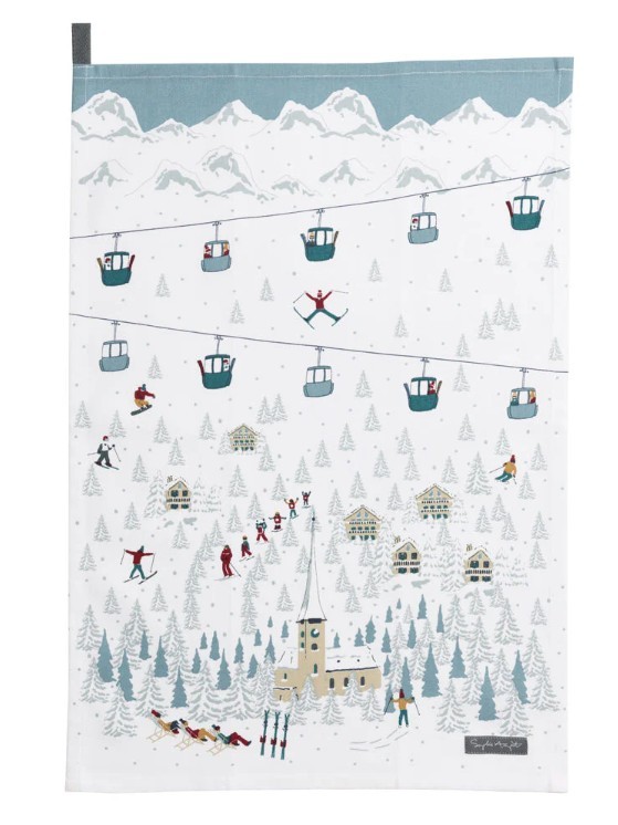 Skiing Tea Towel (Set of 2) by Sophie Allport