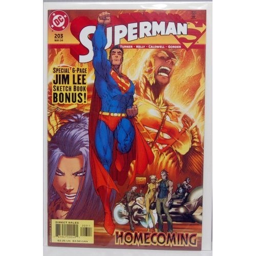 DC Superman with 6 Page Jim Lee Sketch Book Bonus #203 May 2004