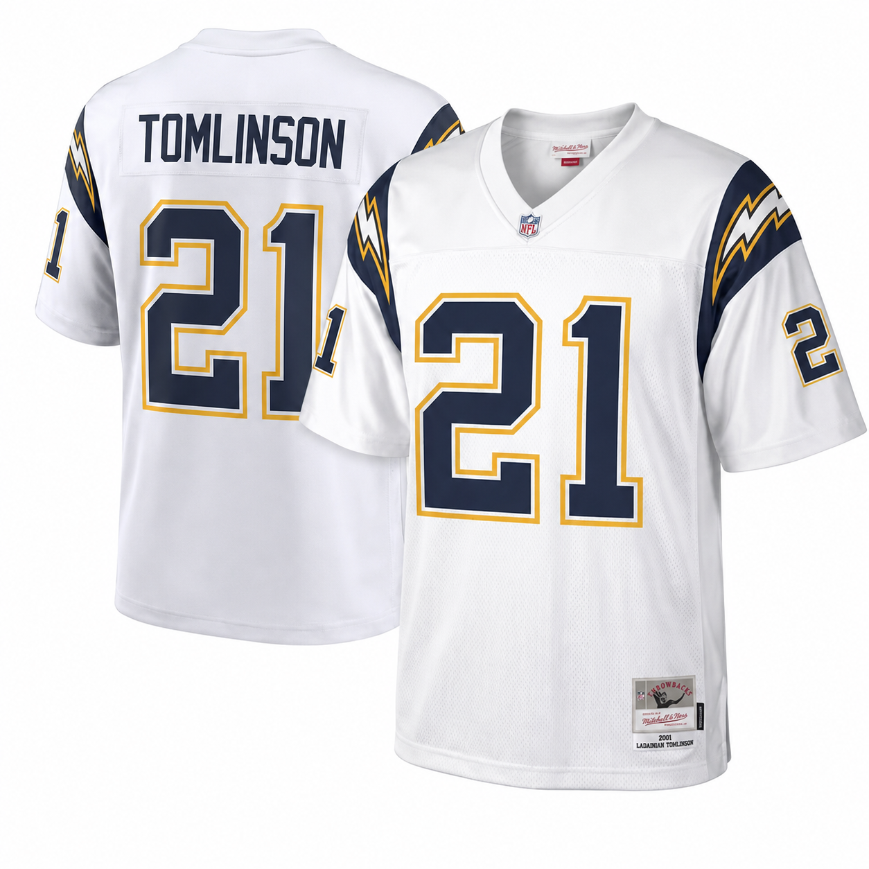 San Diego Chargers 2001 LaDainian Tomlinson #21 White Mitchell and Ness Jersey