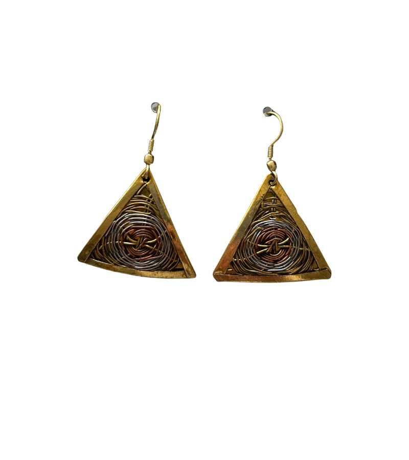 Handmade Basket Weave Triangle Earrings