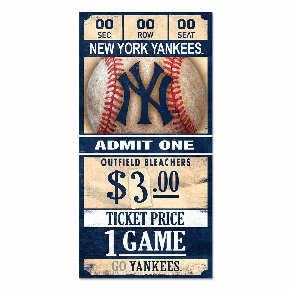 New York Yankees Wood Ticket Sign