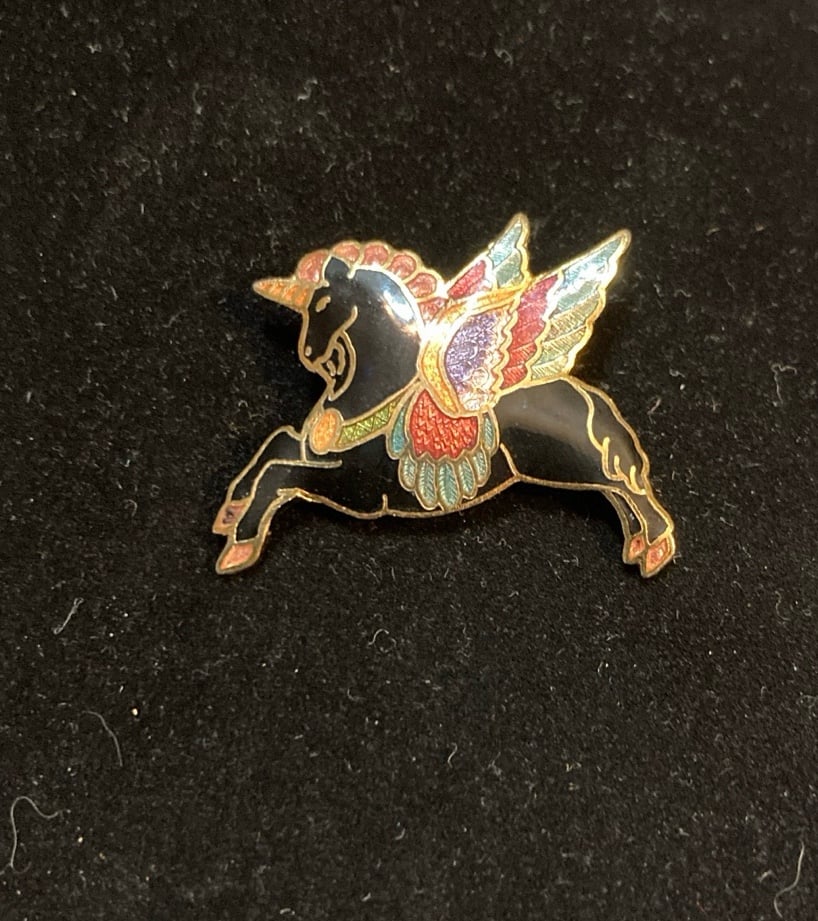 Vintage Fantasy Multicolor CloisonnΓ© Enamel Unicorn Brooch