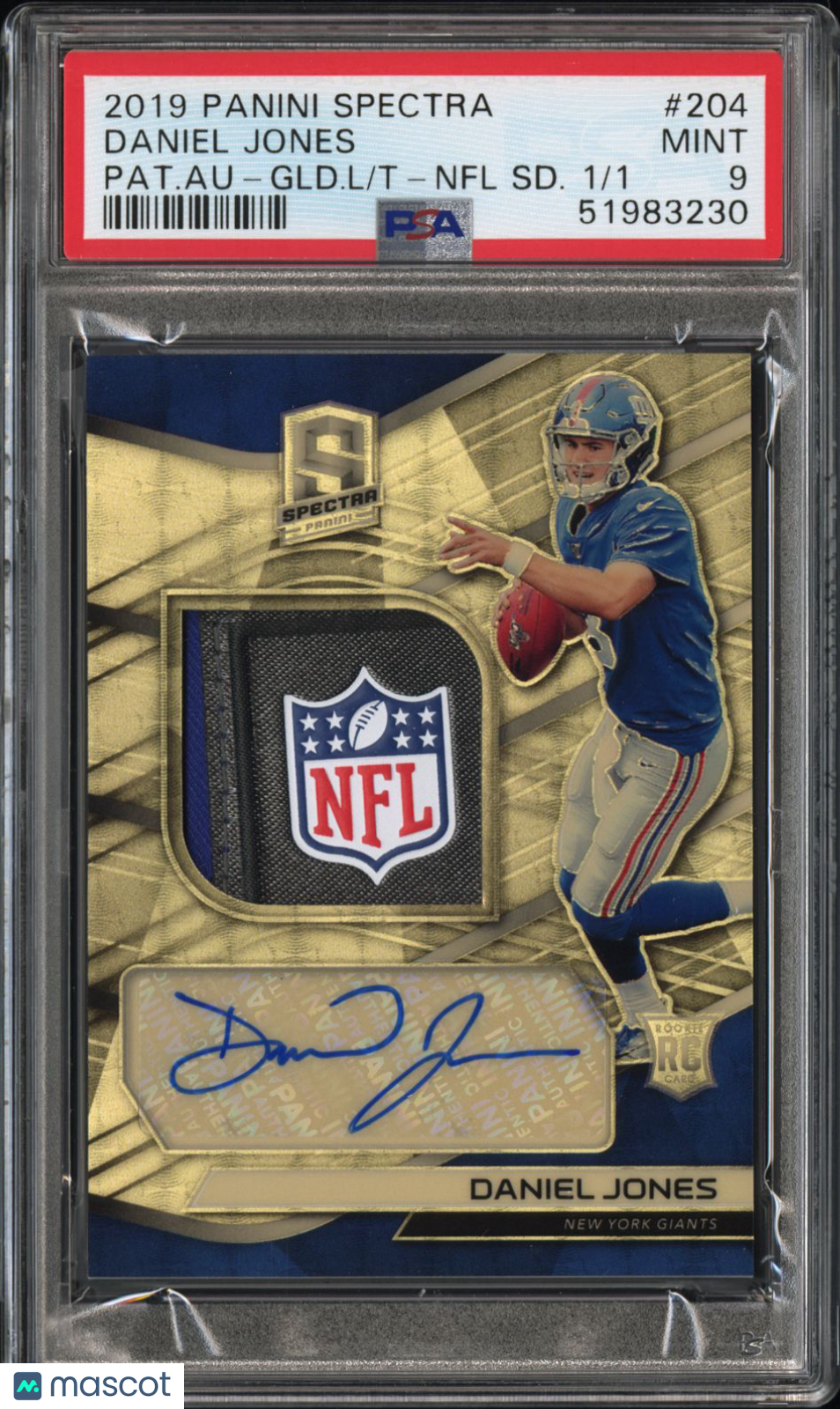 2019 Panini Spectra Daniel Jones RPA Gold Vinyl 1/1 PSA 9