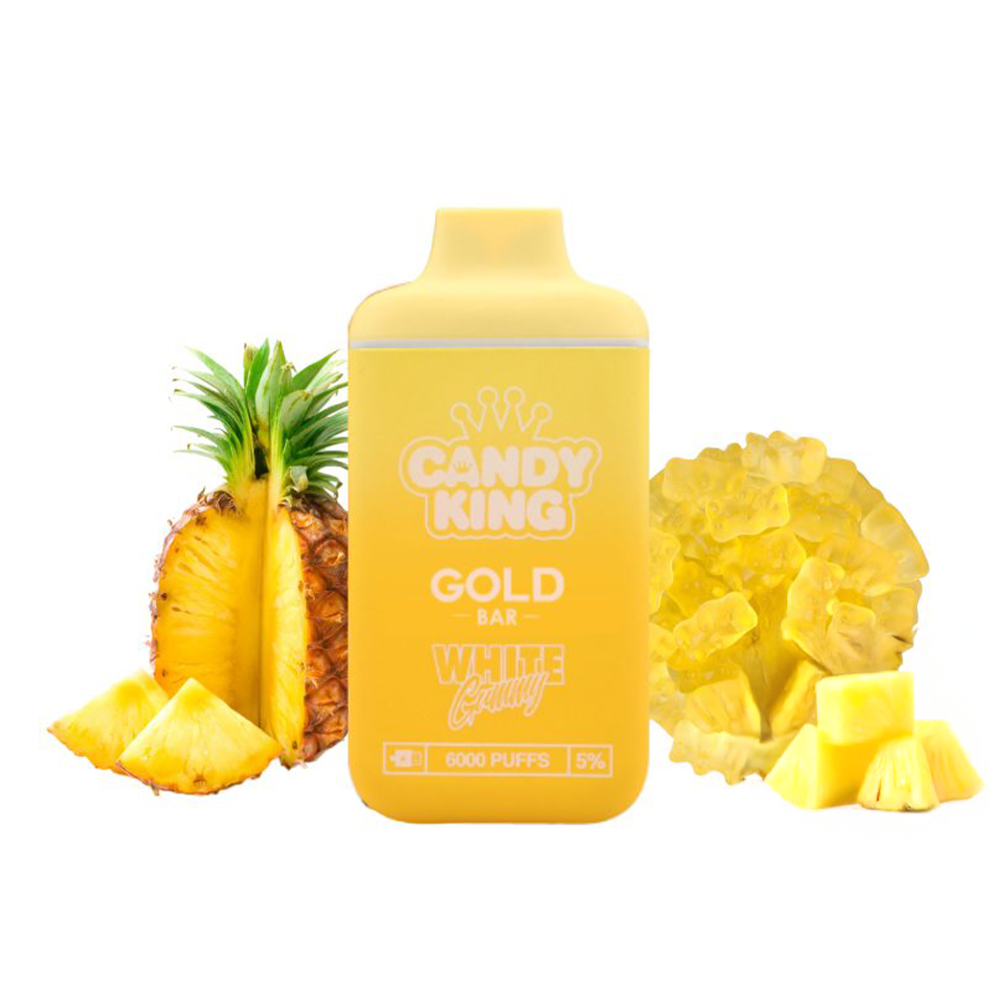 Candy King Gold Bar White Gummy 6000 Puffs 5mg Nic
