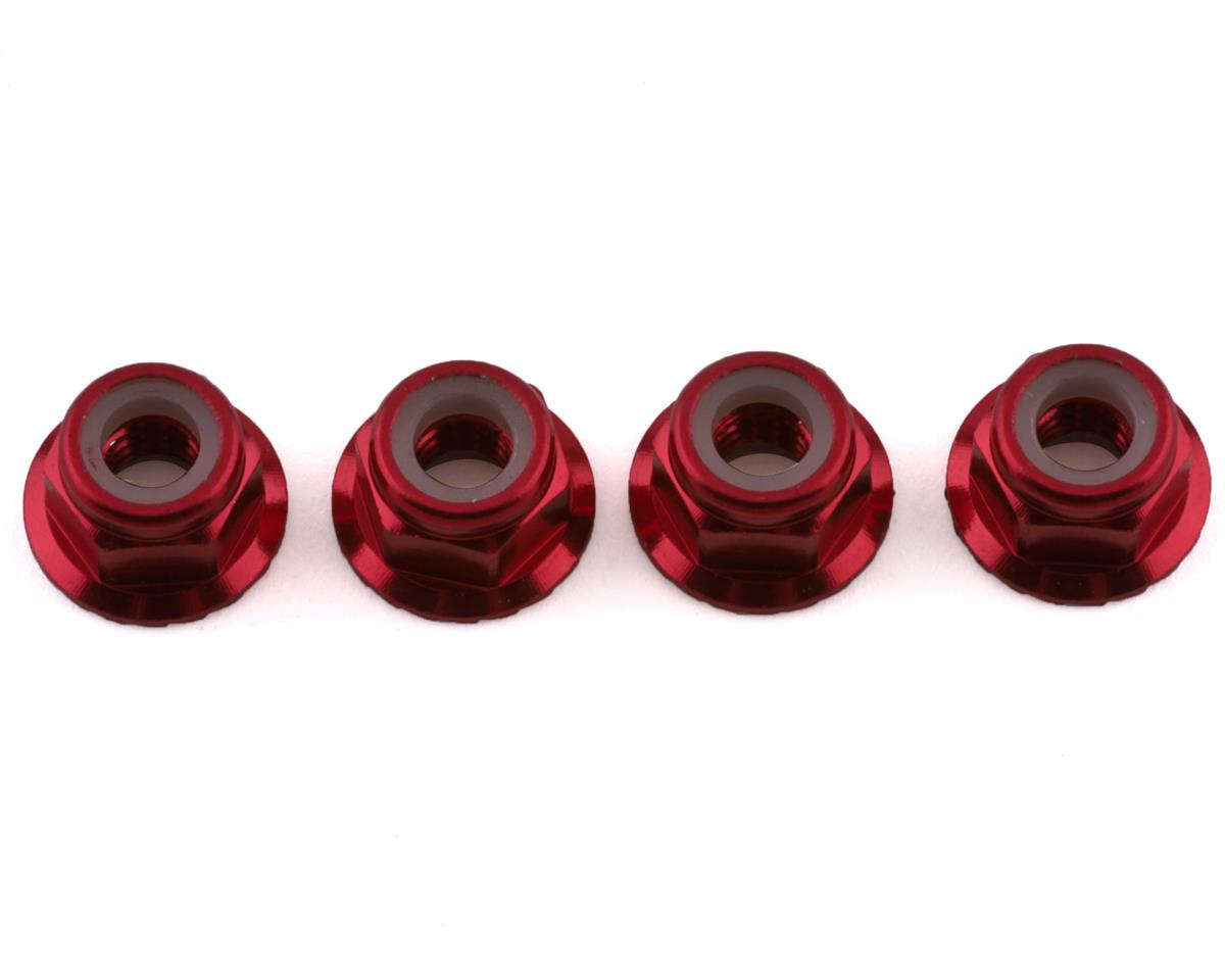 Nuts 4mm Flanged Lock Red 1747A