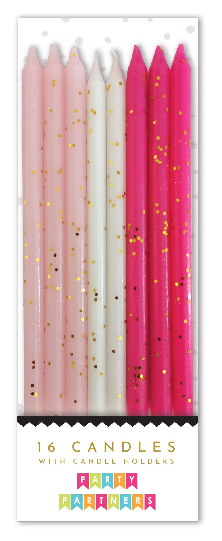 Tall Pink Gold Glitter Candle Set