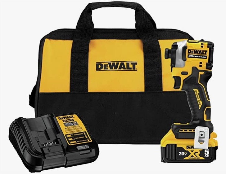 Dewalt ATOMIC 20V MAX Brushless Lithium-Ion 1/4 in. Cordless 3-Speed Impact Driver Kit (5 Ah)