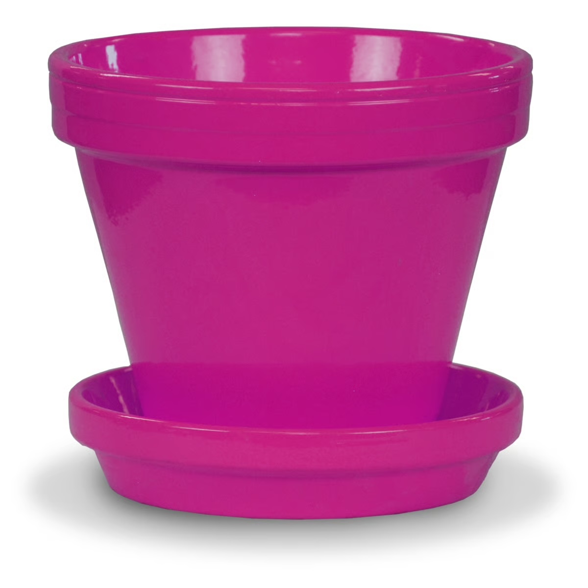 6-6.5" Powder-Coated Terra Cotta Ceramo MEDIUM - Saucer 6" Raspberry Pink
