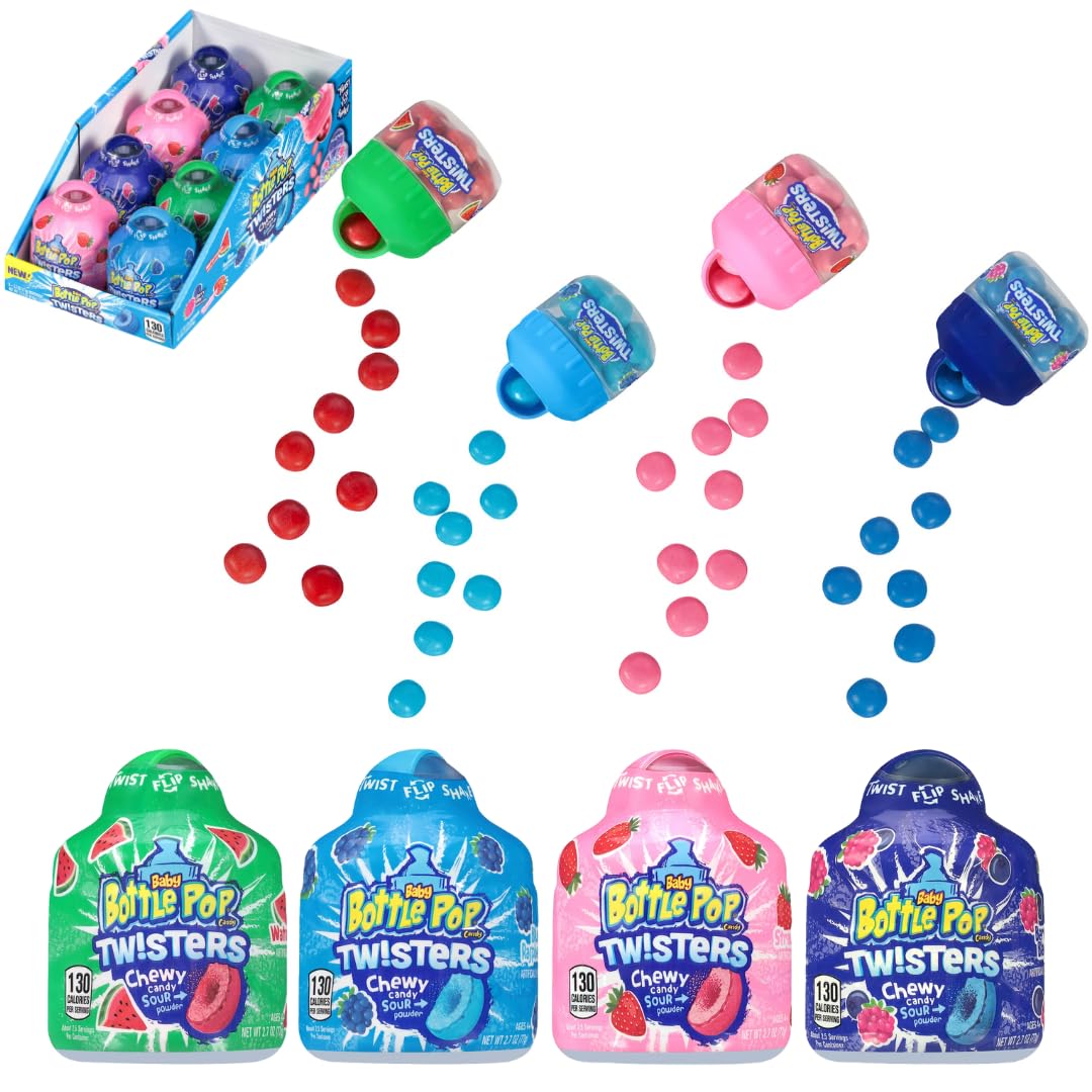 Bazooka 8 Ct 2.7 Oz Baby Bottle Pop Twisters Tray
