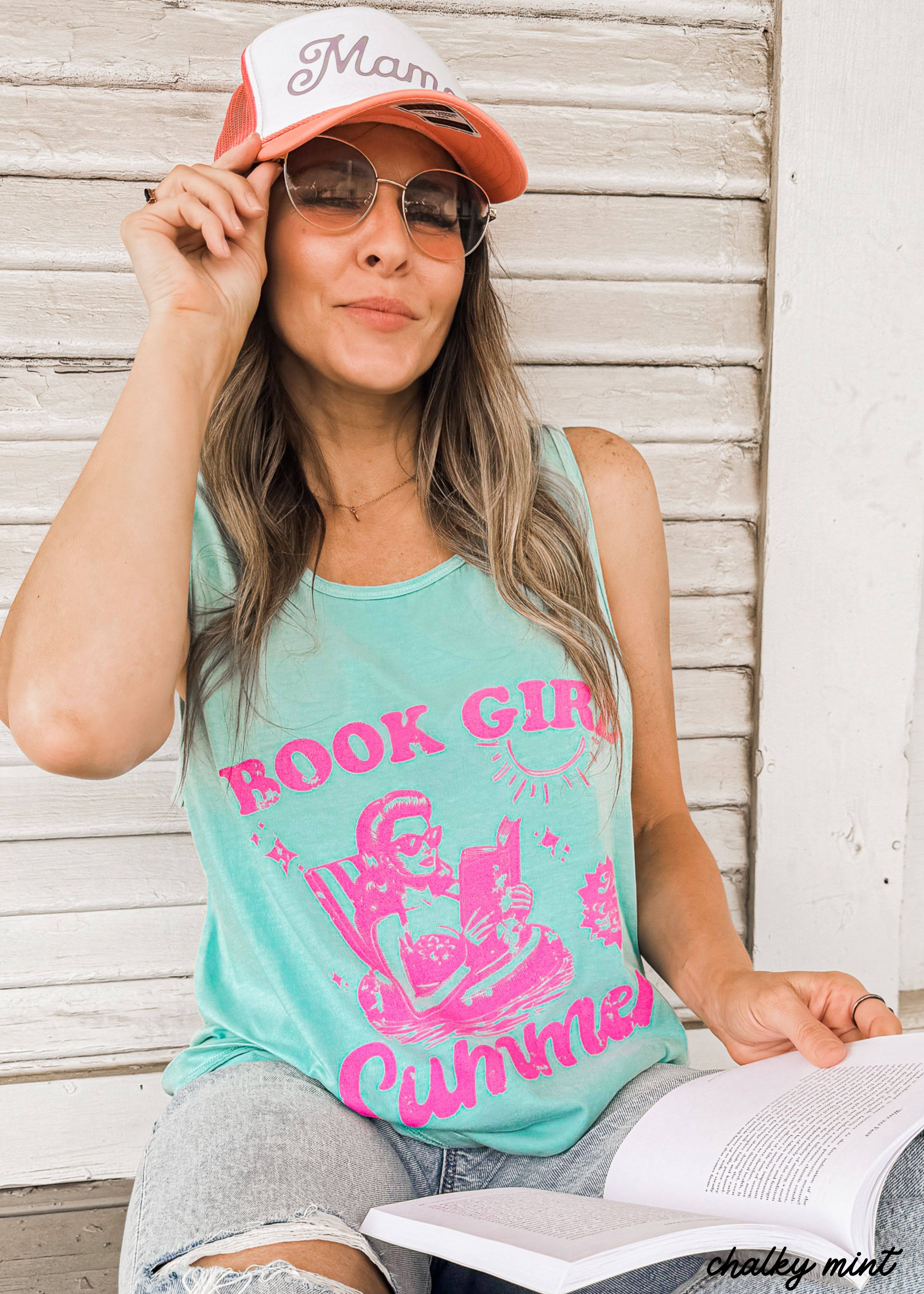 Book Girl Summer Tank 2X, Ivory