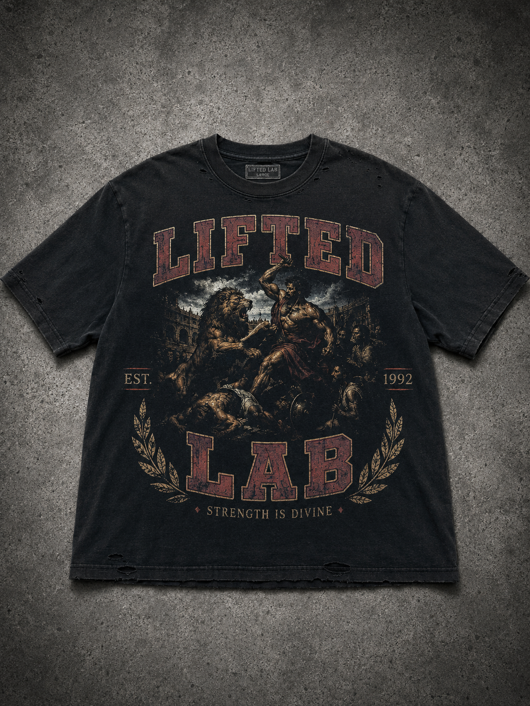 LIFTED LAB Strength Is Divine Tee	Vintage Black