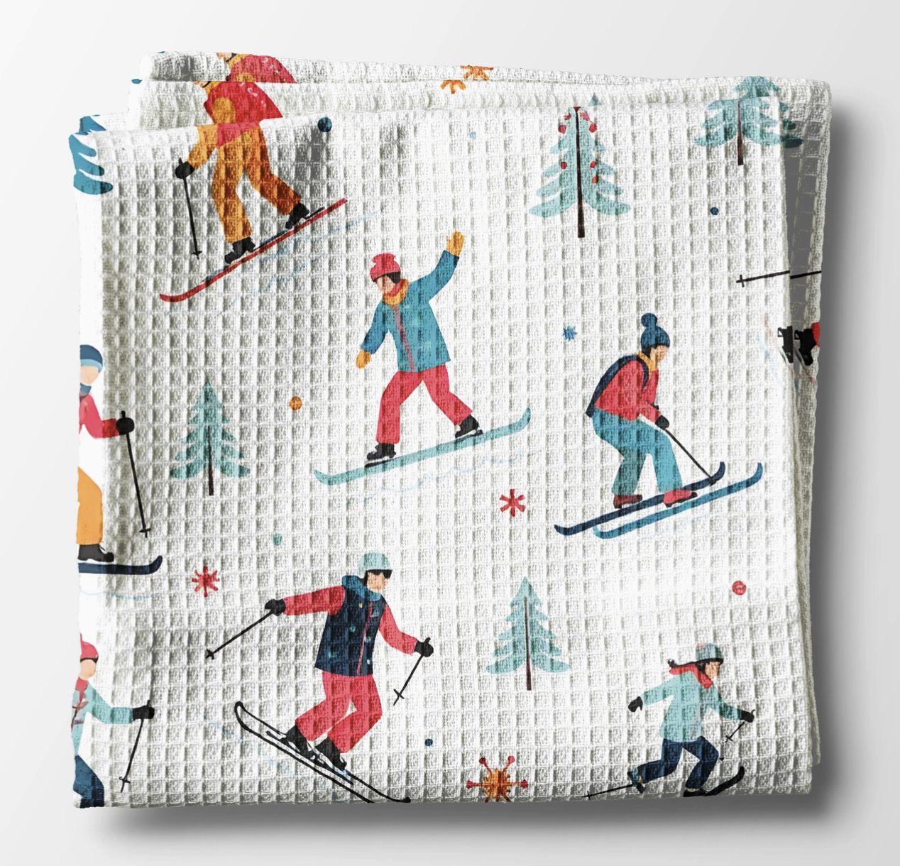 Skier & Snowboarder Waffle Towel