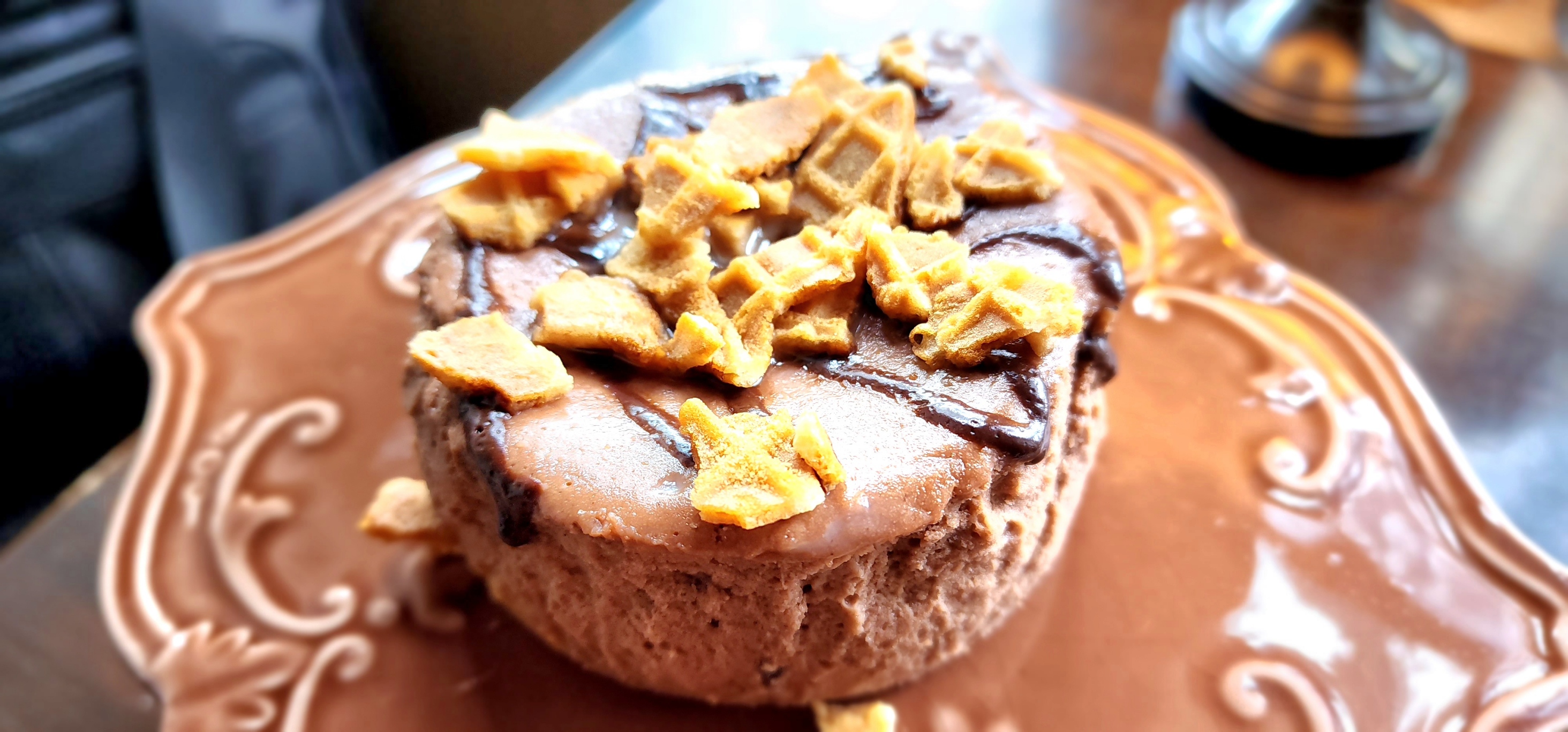 Chocolate Caramel Fudge Waffle Cone Cheesecake