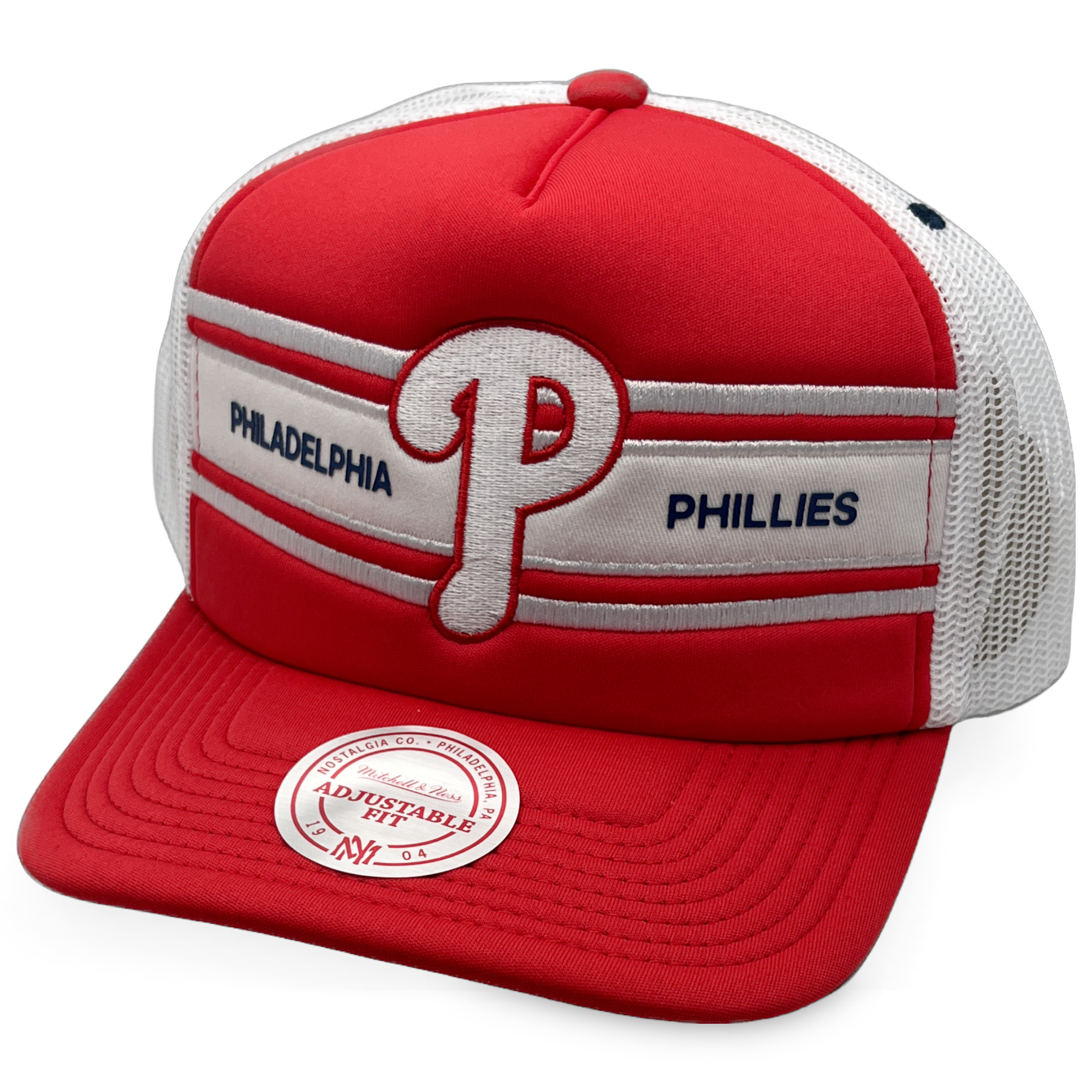 Philadelphia Phillies Retro Sideline Trucker Mitchell and Ness Snapback Hat