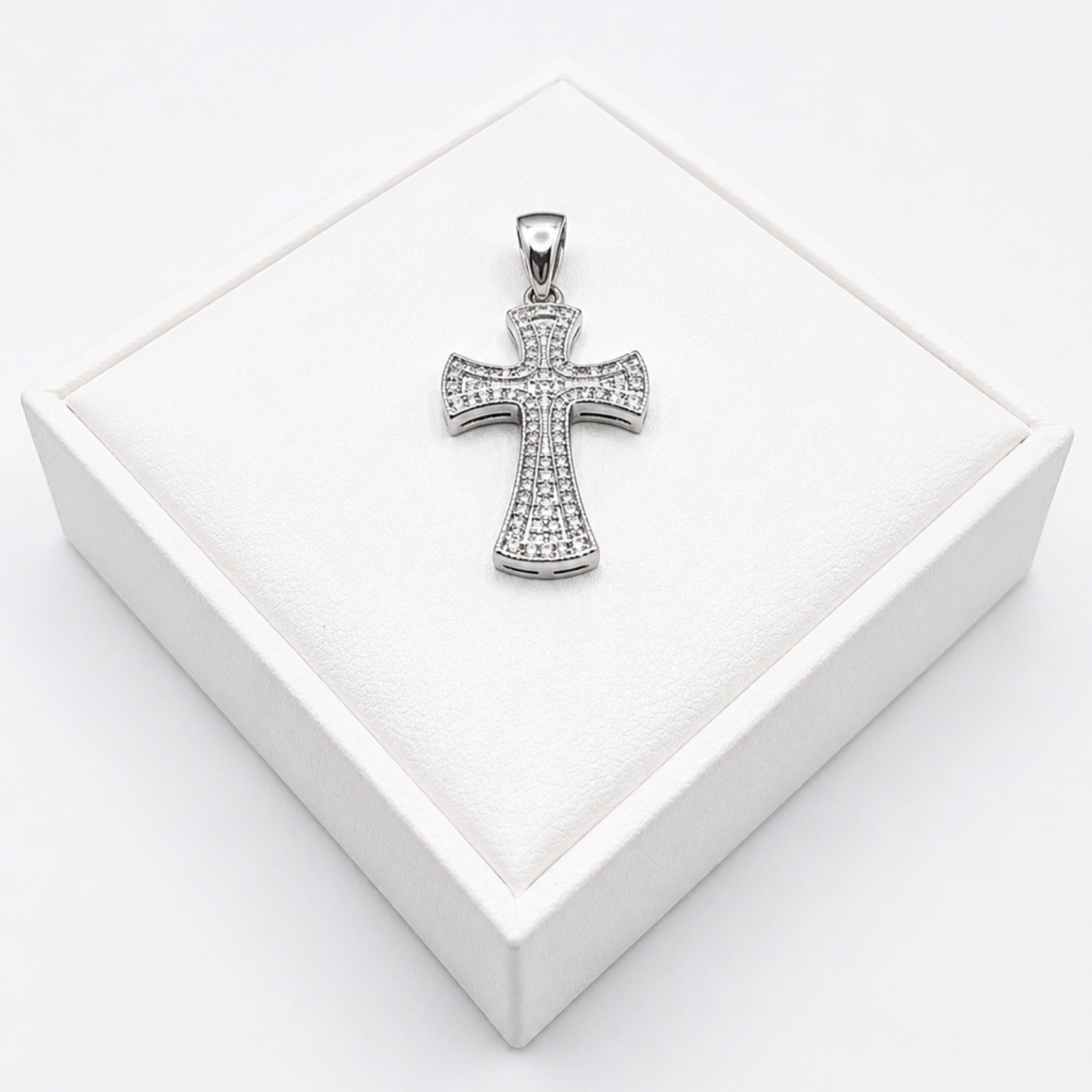Sterling Silver Cross/ Moissanite Pendant 