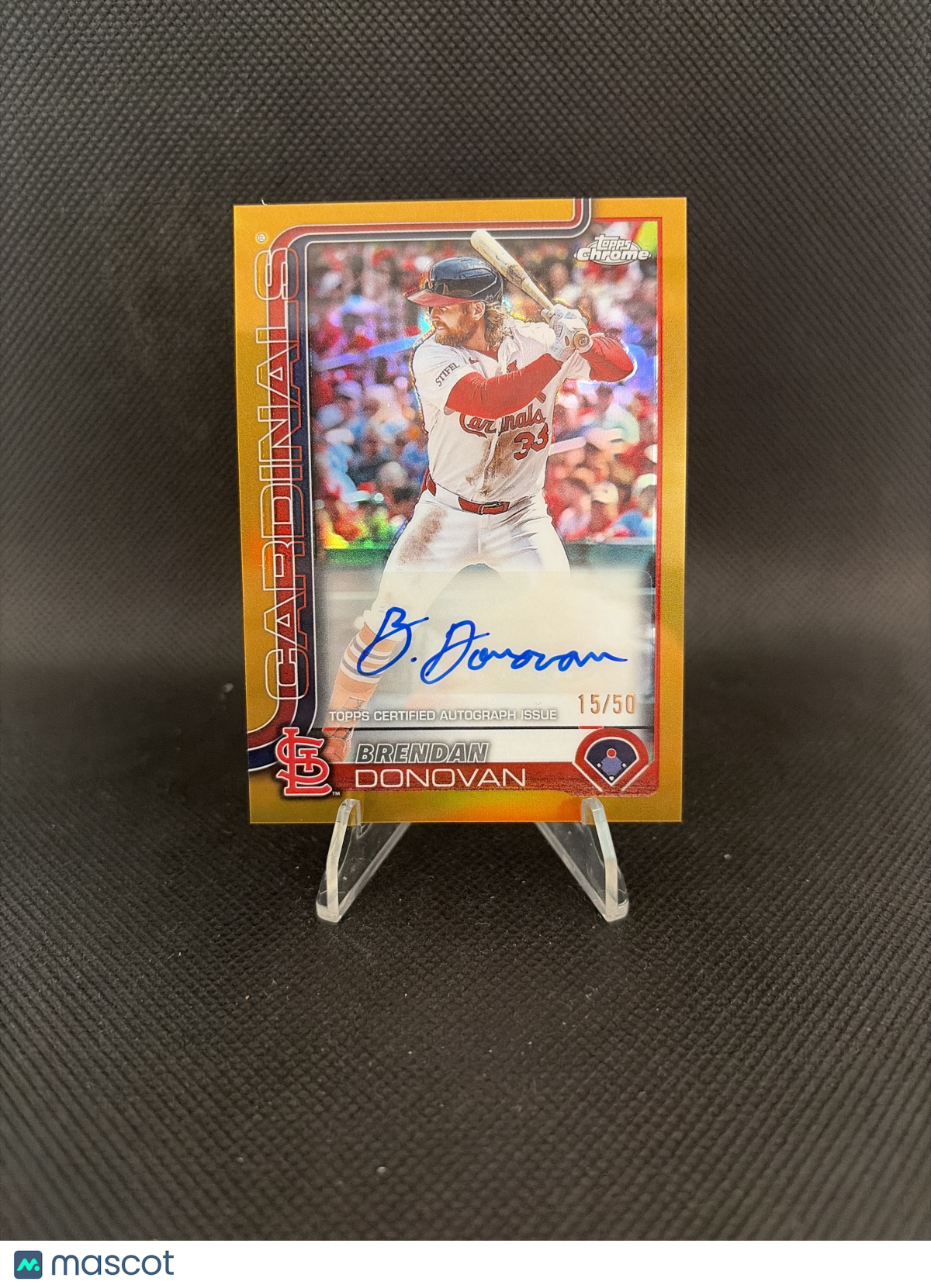 2025 Topps Chrome Update Brendan Donovan Gold Refractor Auto /50
