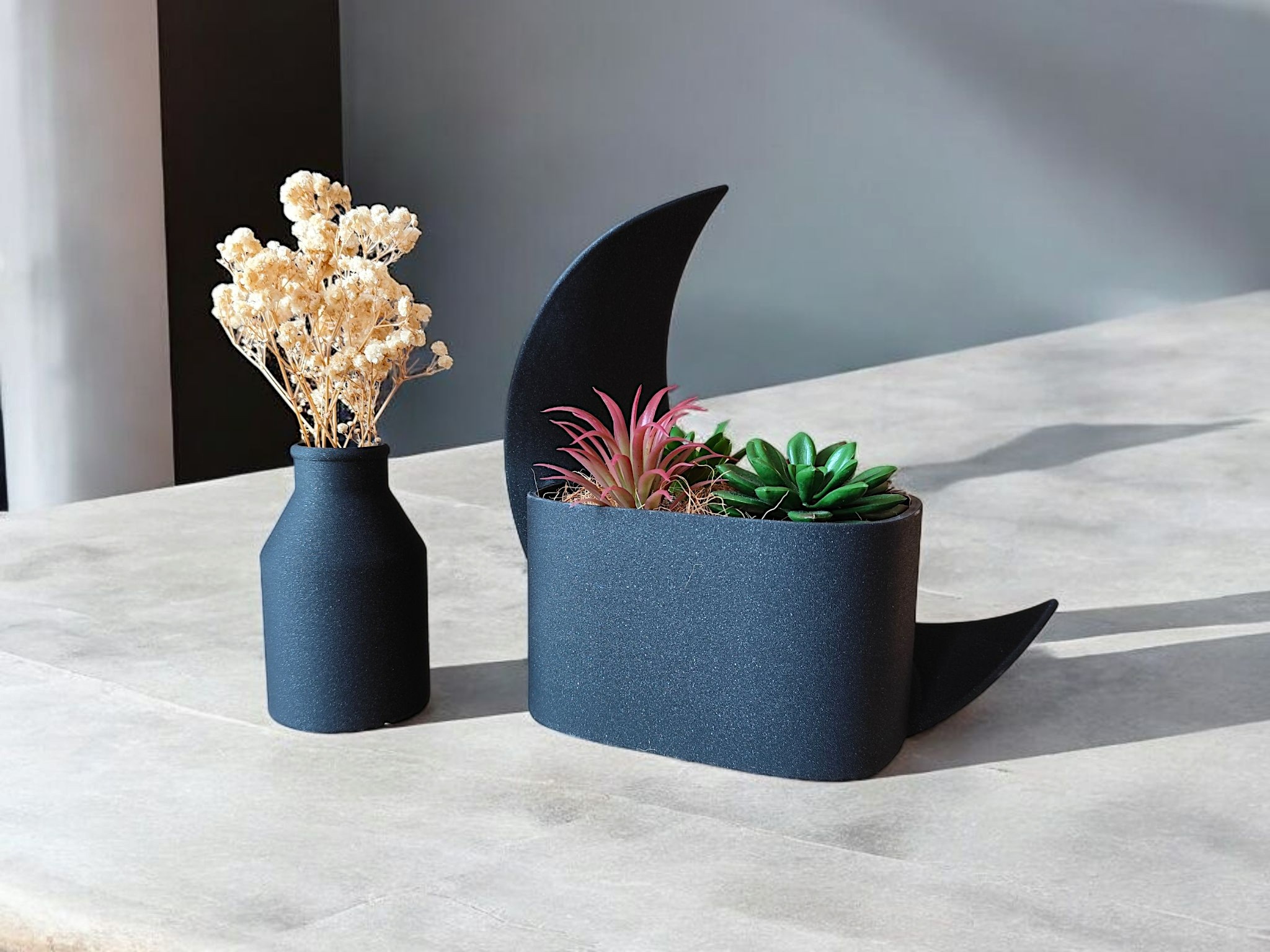 Crescent Decorative Planter and Vase