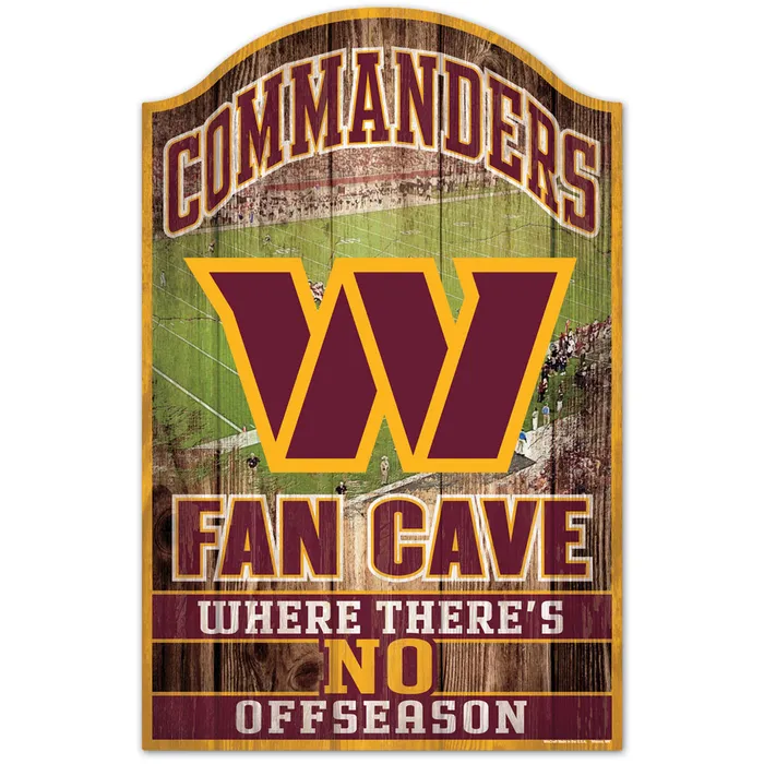 Washington Commanders Wood Fan Cave Sign 11x17"