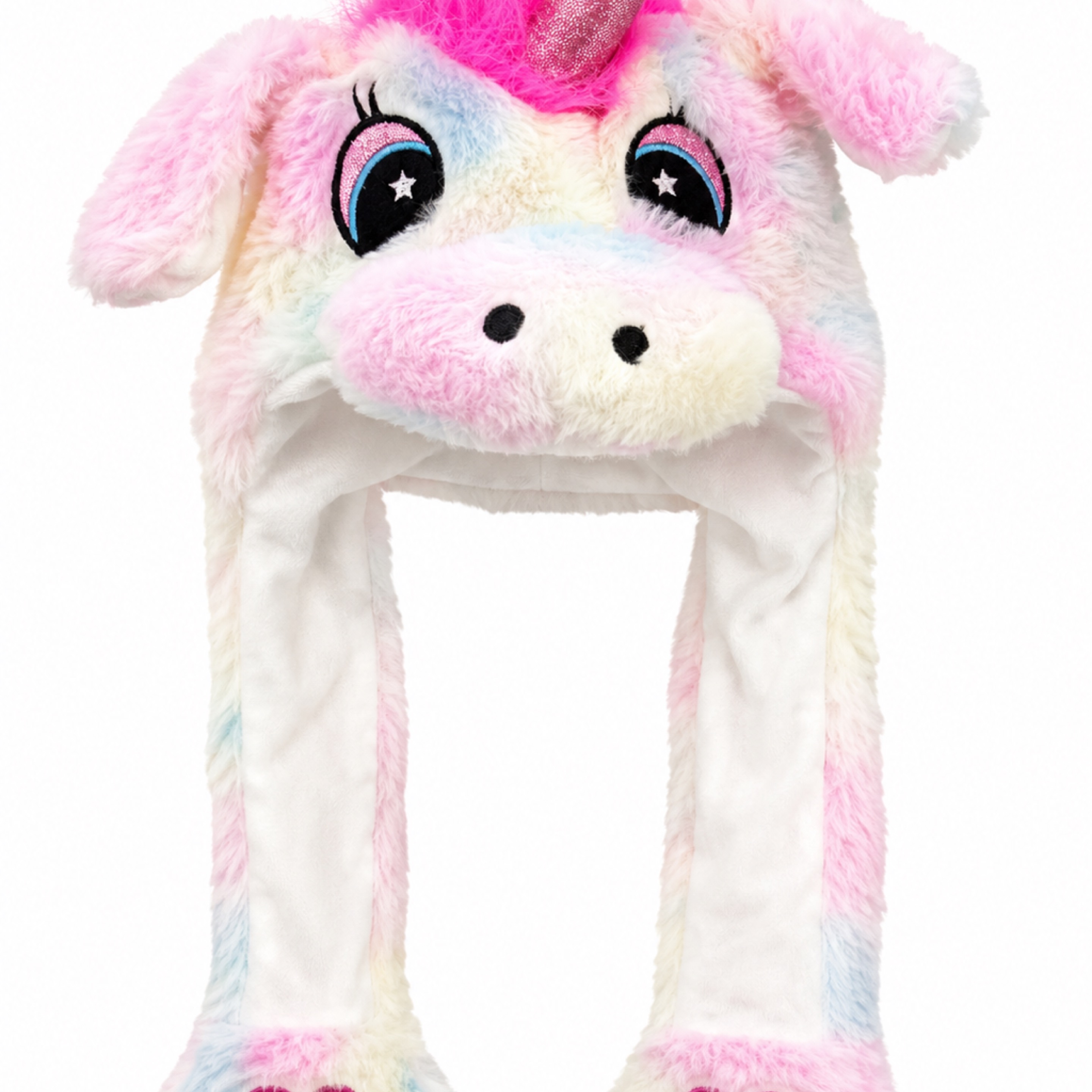 Plush Unicorn Animal Winter Hat with Scarf Paws