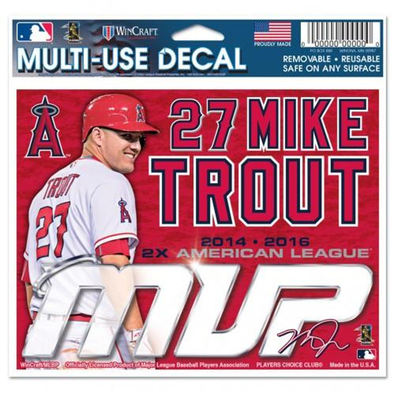 Los Angeles Angels Mike Trout 2x MVP Decal
