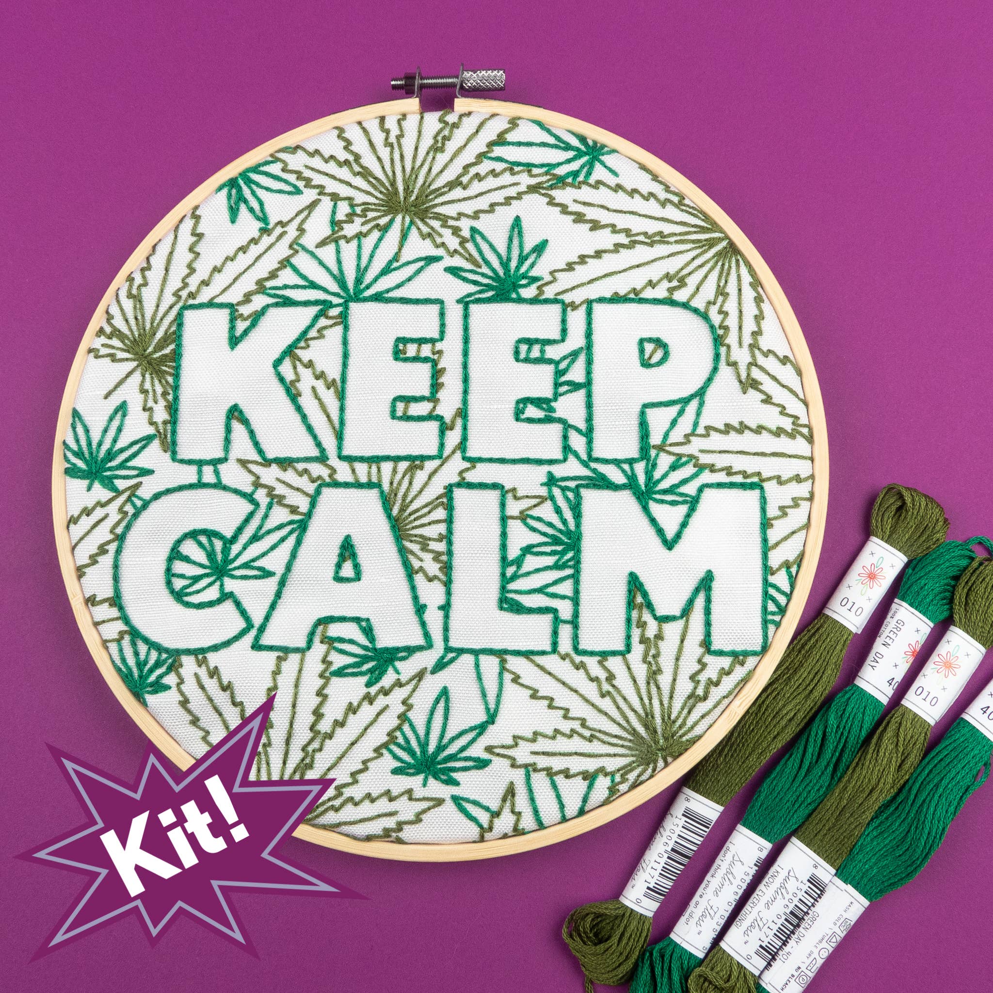 Keep Calm Marijuana 8" Embroidery Kit
