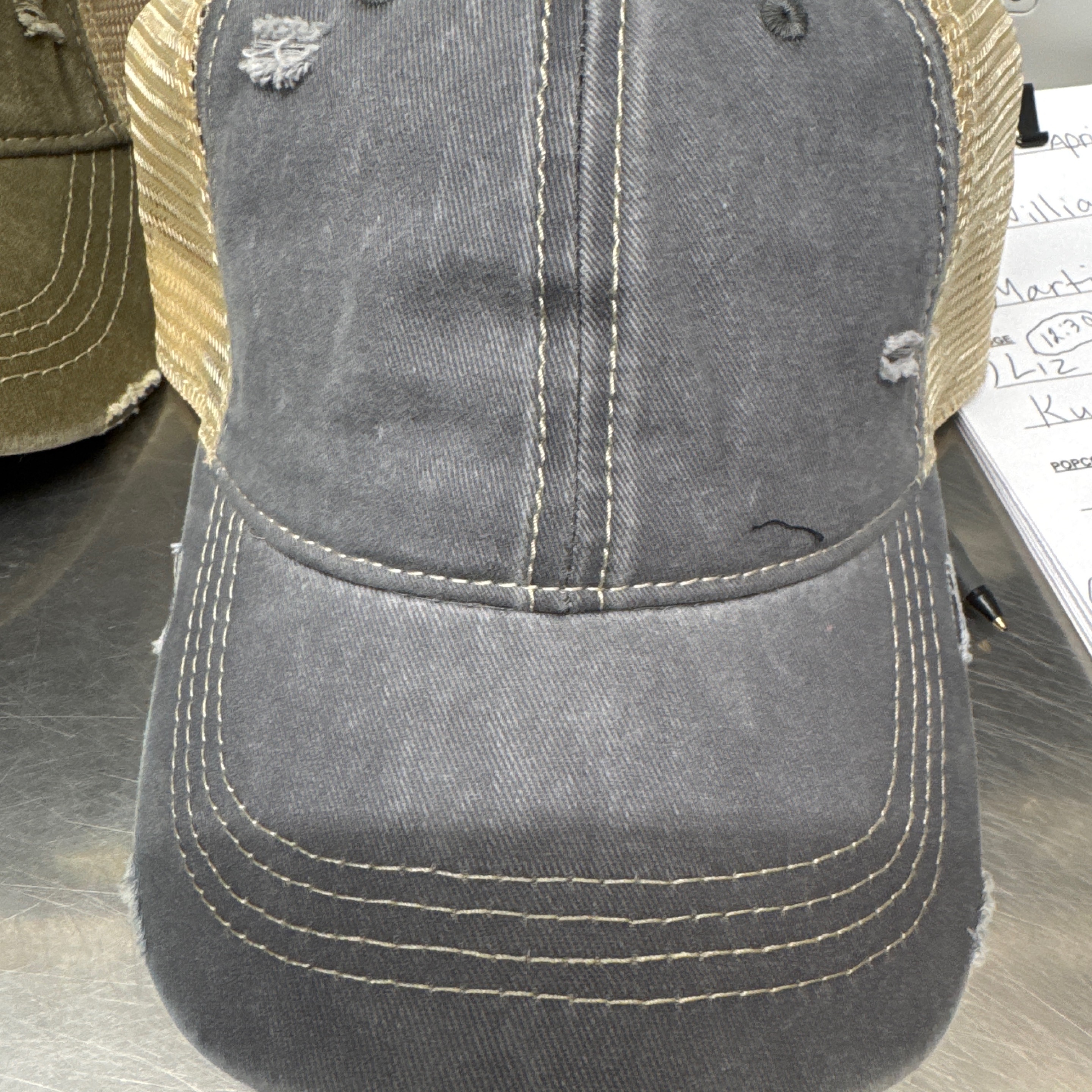 Blank Trucker Hat Rough Grey Velcro Back