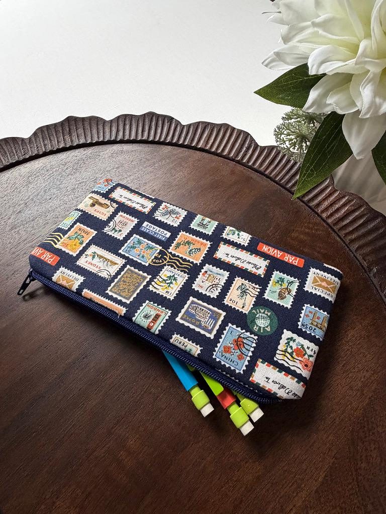 Pencil Pouch – Postage Stamps Navy, photo 4 of 6
