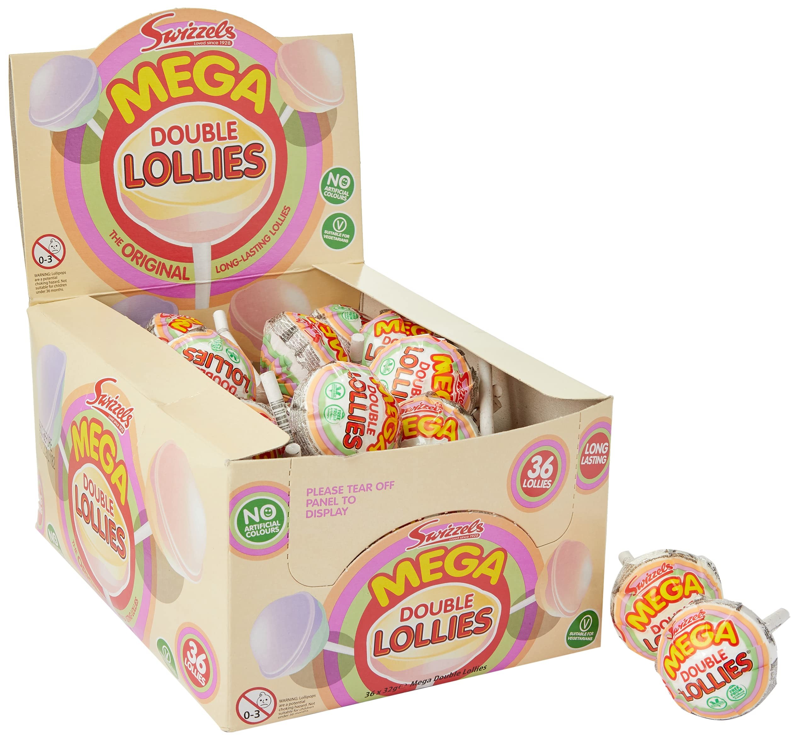Swizzels UK Import Double Lollies Lollipops 32g 36ct Tray