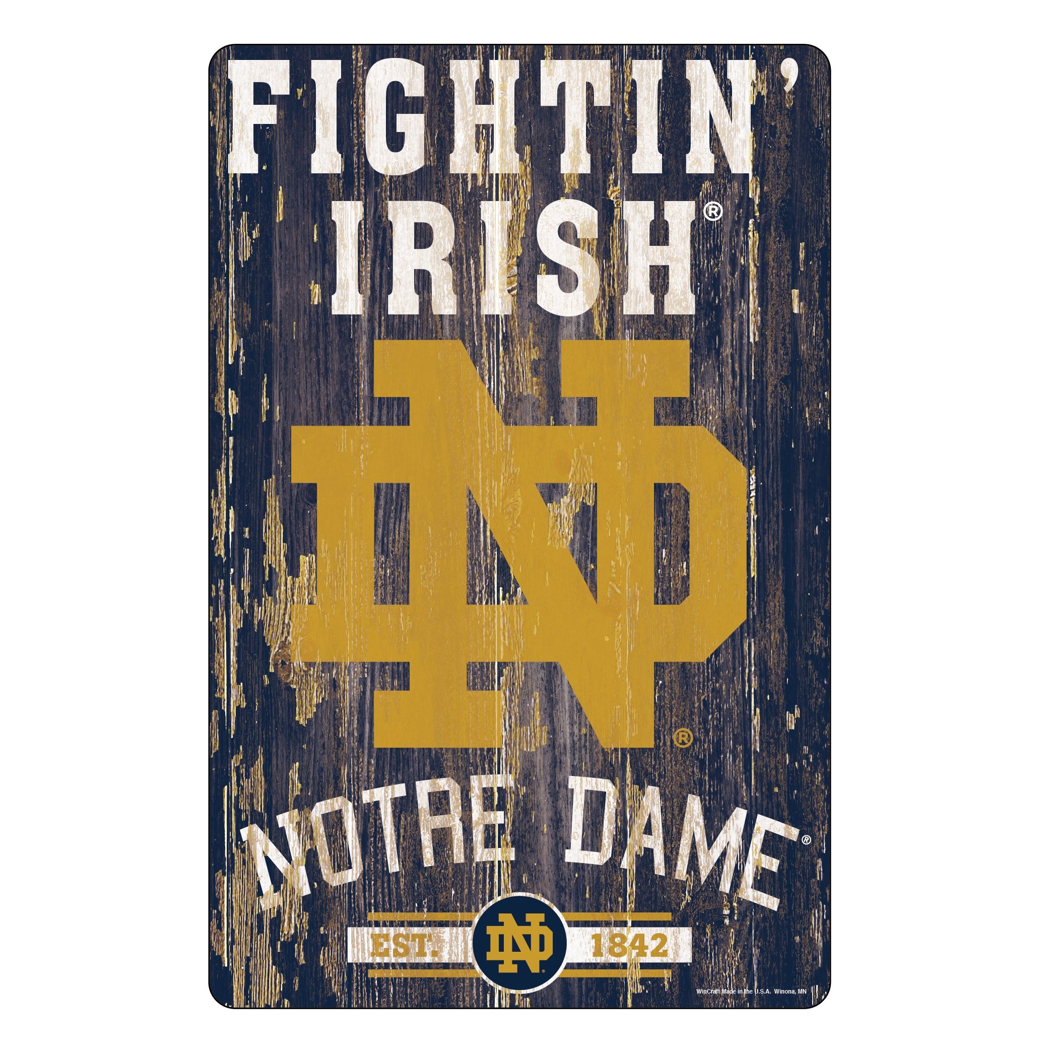Notre Dame Fighting Irish Wood Slogan Sign 11x17"