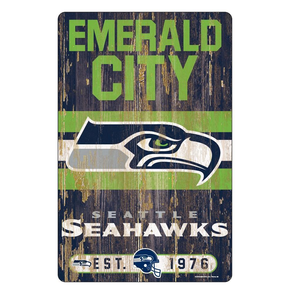 Seattle Seahawks Wood Slogan Sign 11x17"