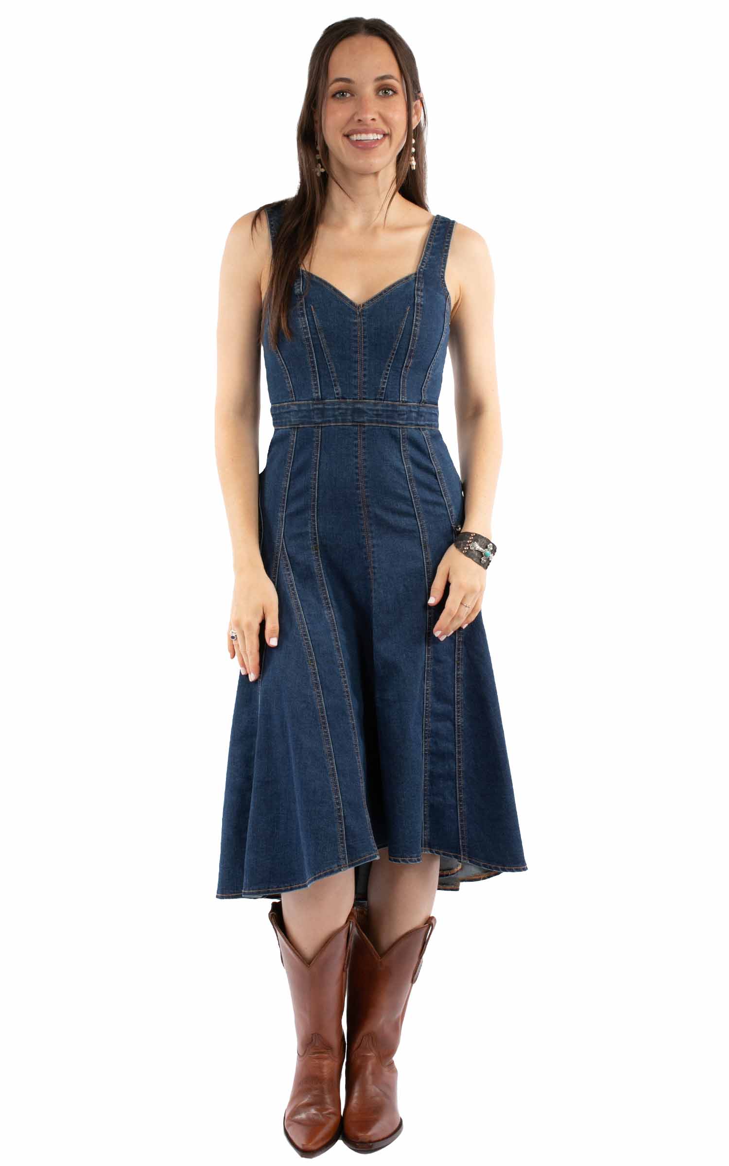 HI/LO SLEEVELESS DENIM DRESS