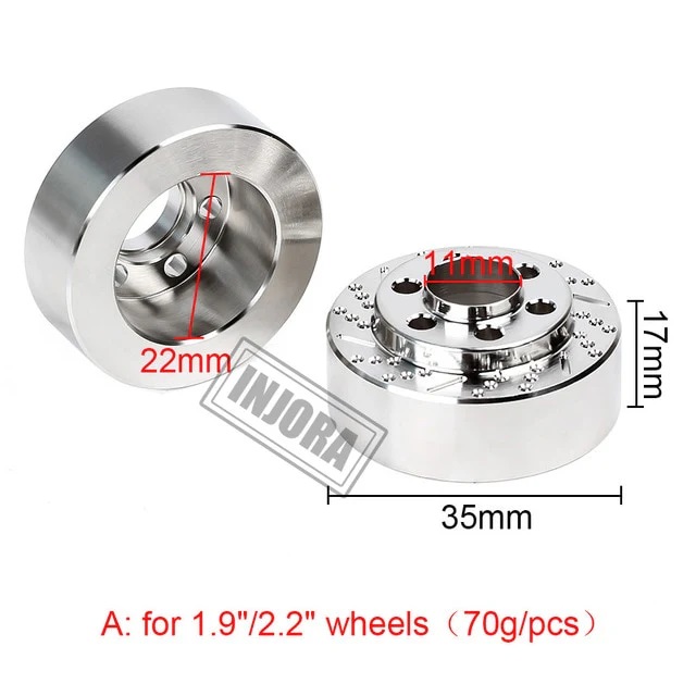 Silver Anodized Brass Brake Disc Weights For 1.9" Wheels