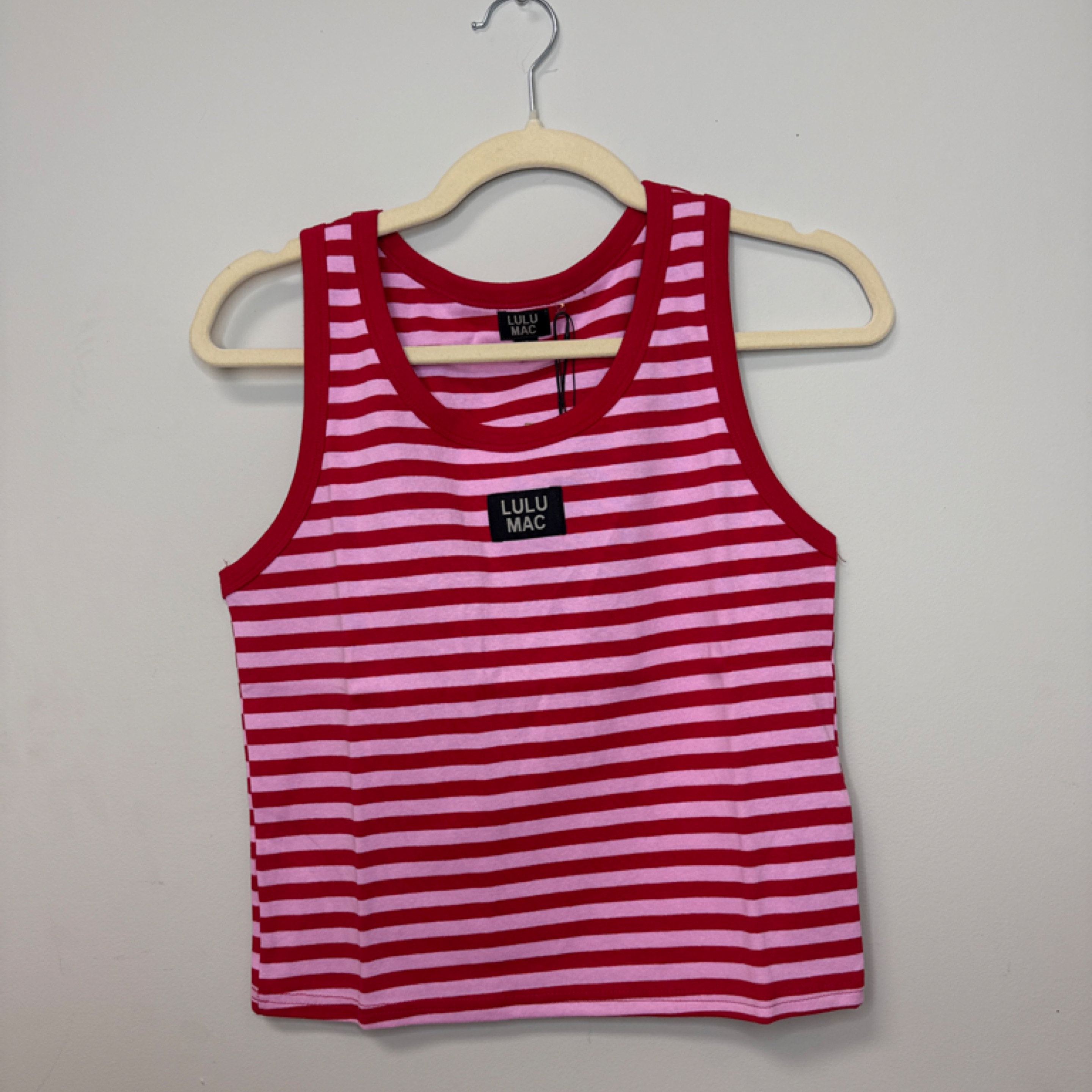 LuluMac tank red/pink stripe — Bama Tan boutique, Tuscaloosa AL