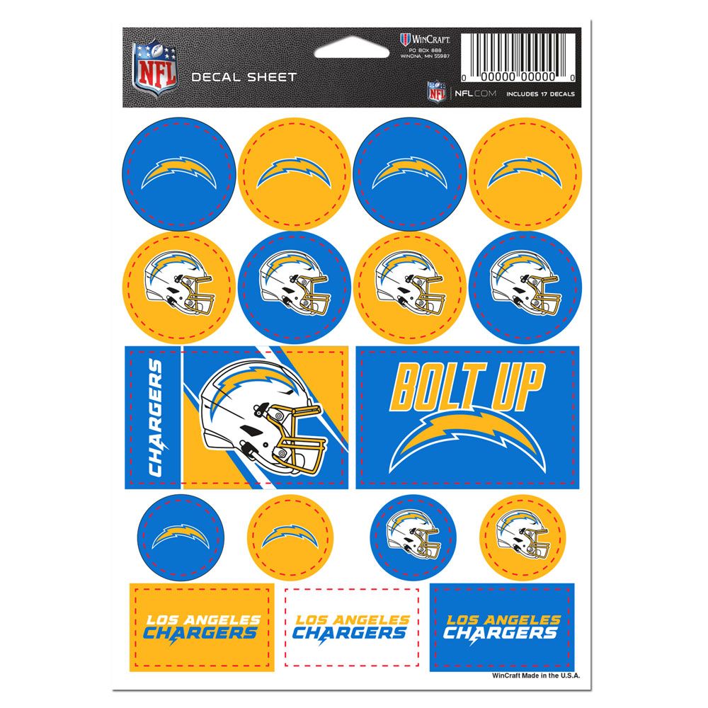 Los Angeles Chargers Vinyl Decal Sheet 5x7"