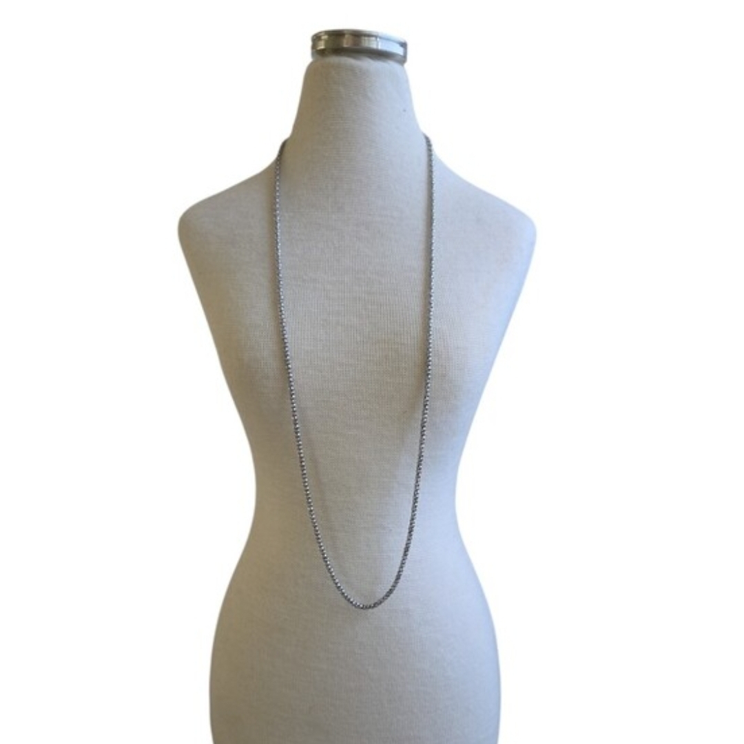 Classic Long Silver Toned Chain Necklace 23"