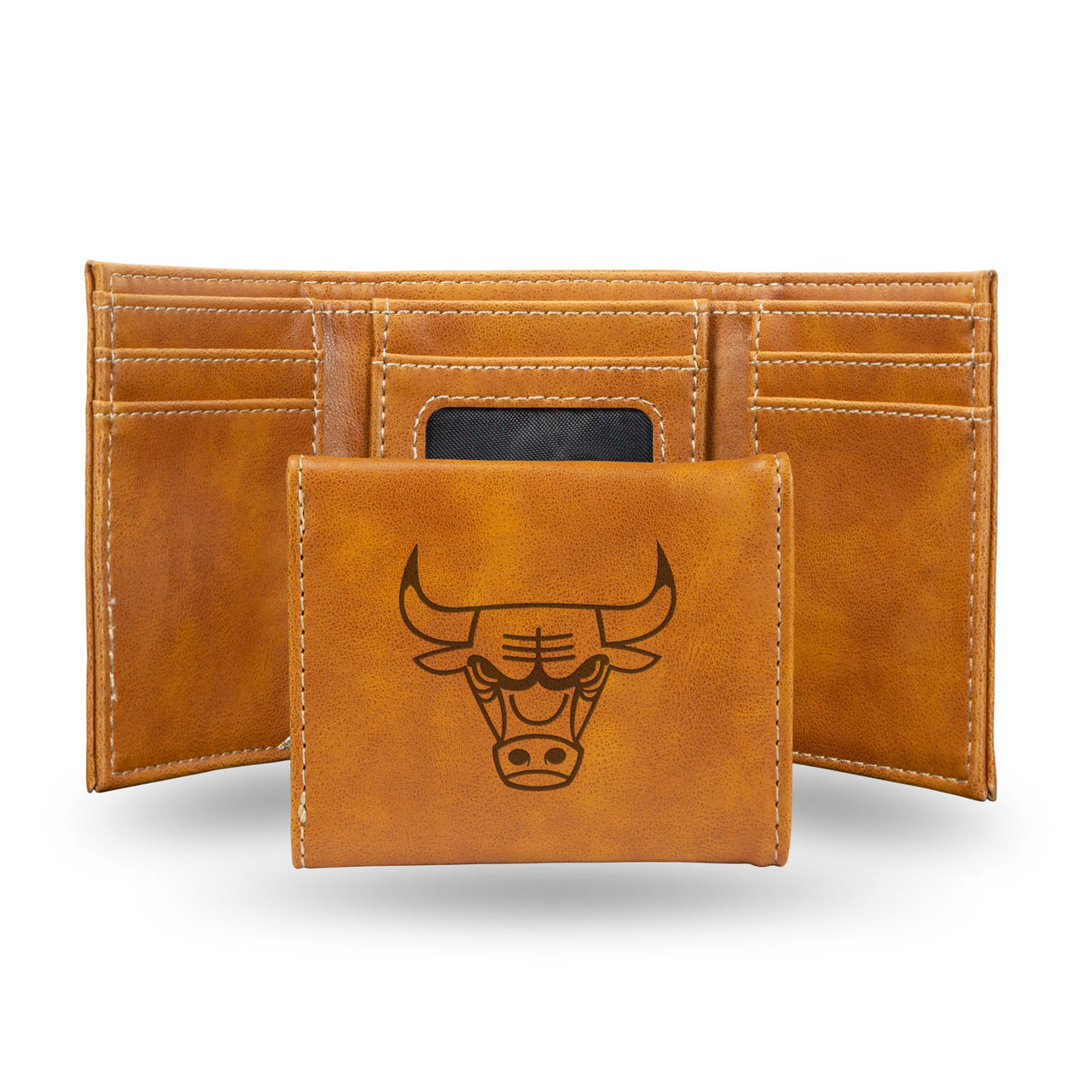 Chicago Bulls Laser Engraved Trifold Leather Wallet