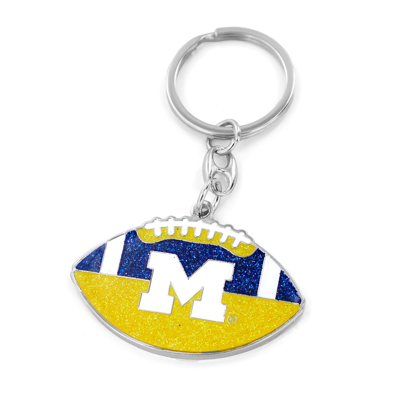Michigan Wolverines Glitter Football Keychain