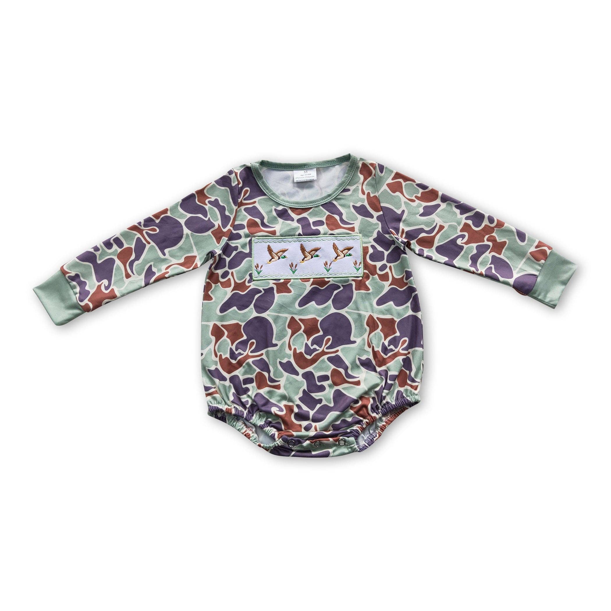 Embroidered Duck Camo L/S Onesie