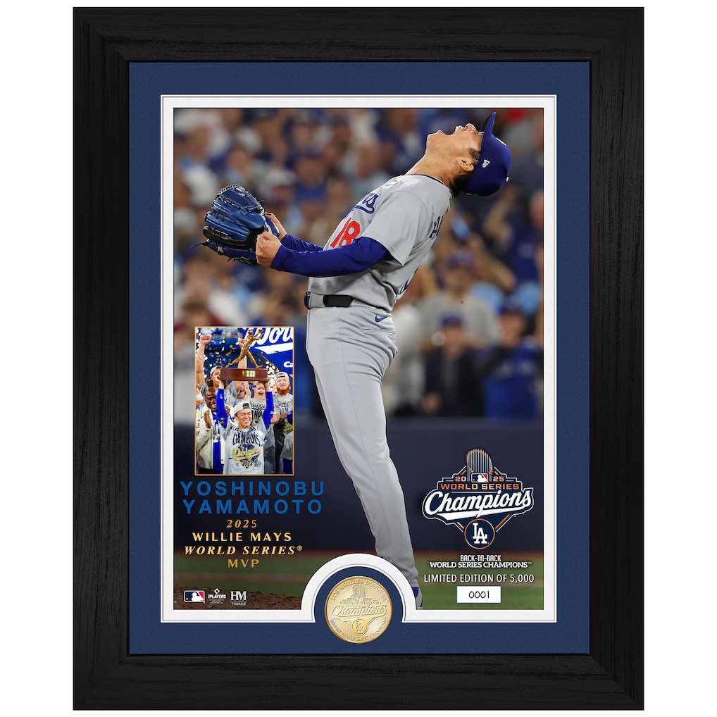 Los Angeles Dodgers Yoshinobu Yamamoto Highland Mint 2025 World Series MVP 13" x 16" Bronze Coin Photo Mint