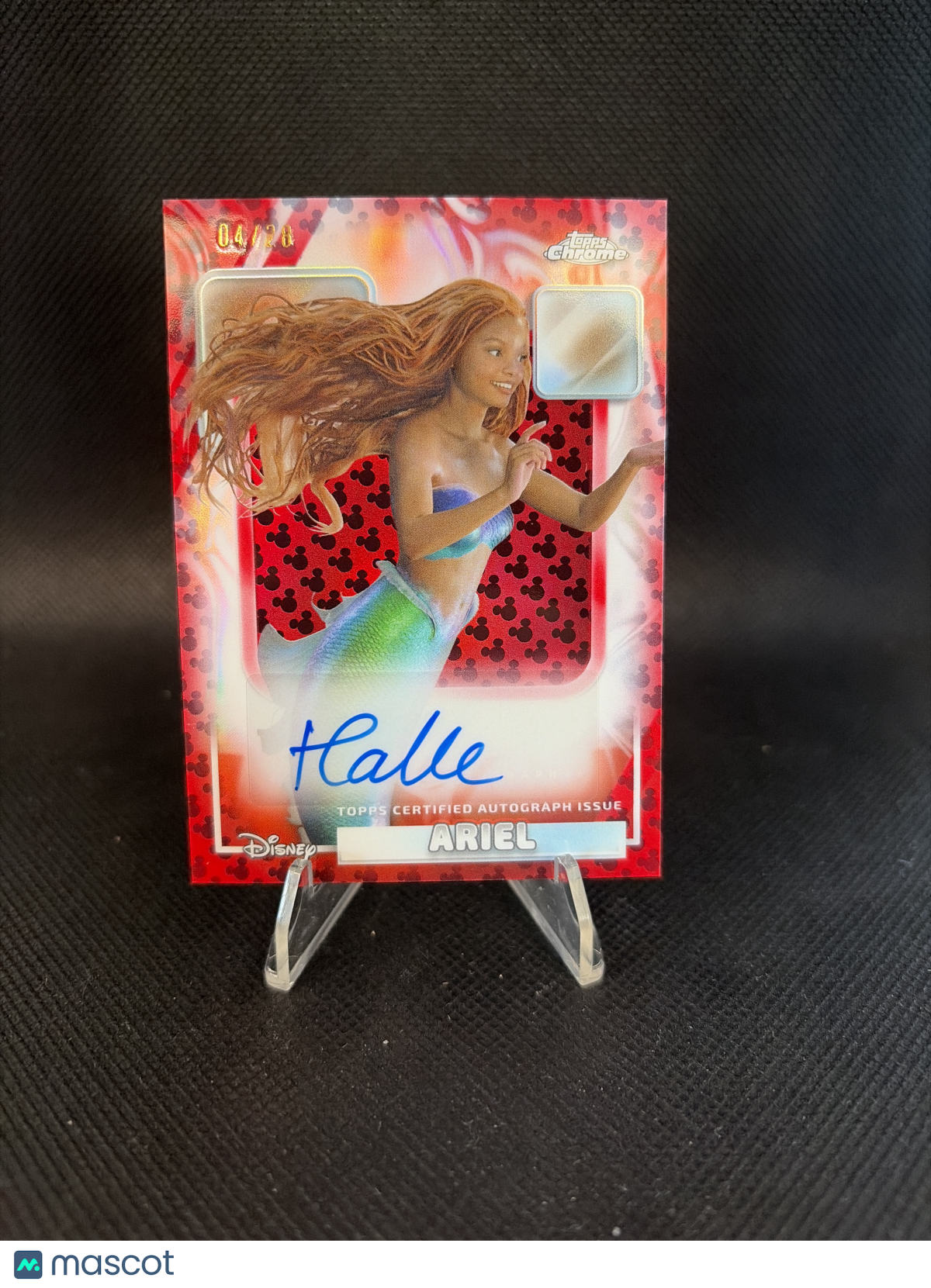 2026 Topps Disney Chrome Halle Bailey Auto Mickey Mouse Red And Black /28 #AA-HB