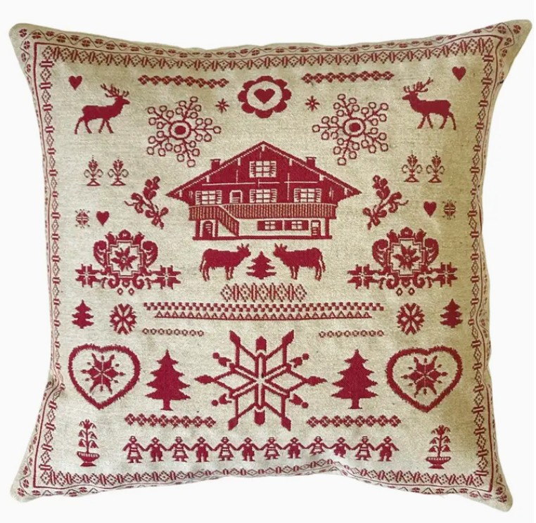 Alpine Chalet Tapestry Pillow 18"x18"