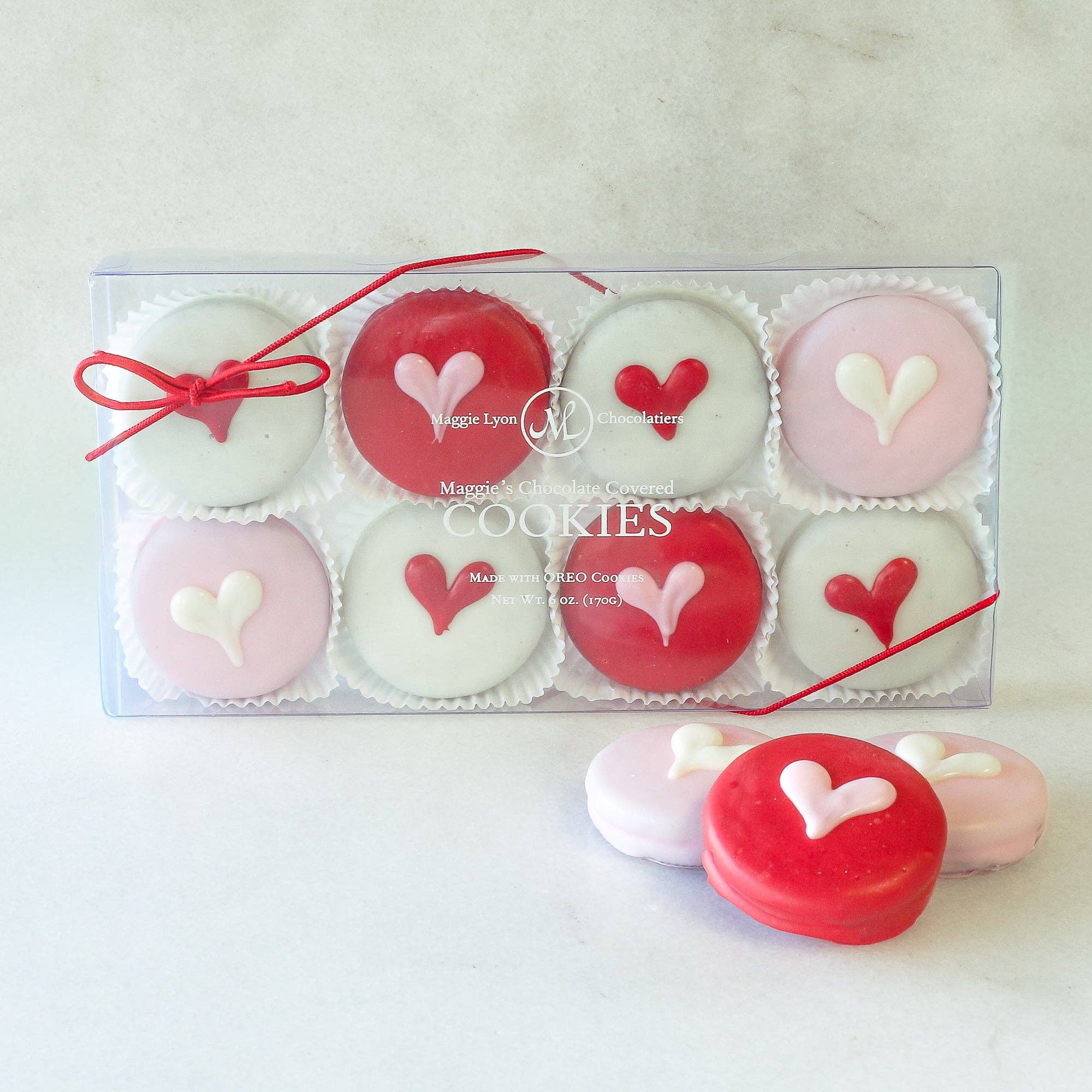 Valentine's 8pc Chocolate Covered Cookies - Hearts