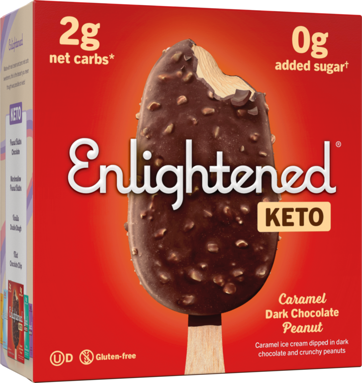 Keto Enlightened Dark Chocolate Caramel Peanut Bars (4pk)